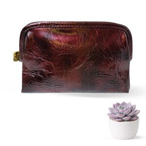 Estée Lauder Metallic Burgundy Cosmetic Bag • Structured Makeup Case
